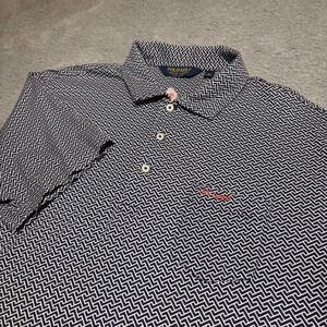 Polo Golf Ralph Lauren Shirt Men's XL Geometric Cotton Stretch Pocket US Open